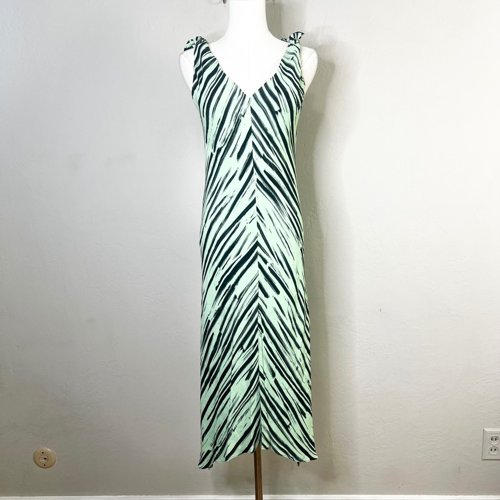 Proenza Schouler White Label‎ Dress Size 6 V-Neck Midi Sleeveless Green Black
